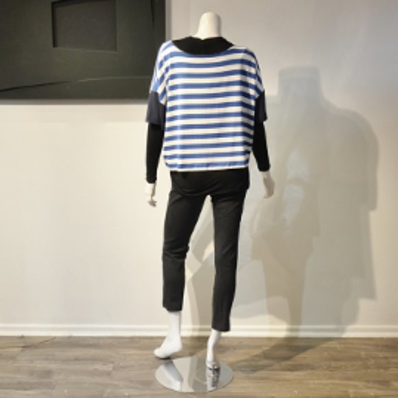 Spring 17 Xenia Striped Jersey Boxy Cropped Tee - Picture 9 of 12